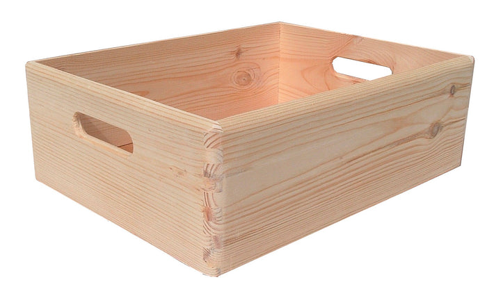 Contenitore Box Salvaspazio Sovrapponibile 40x30x14 cm in Legno di Pino Naturale