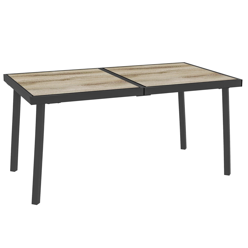 TAVOLO DA GIARDINO 145 x 85 cm Grigio in Acciaio e Plastica per 6 Persone