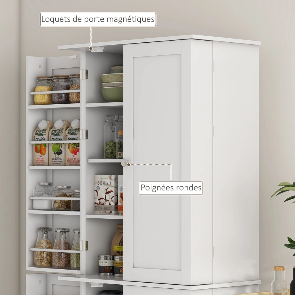 Armadio da cucina con ante, ripiani regolabili e porta spezie ¨C zephmum ¨C bianco 60x35x166 cm