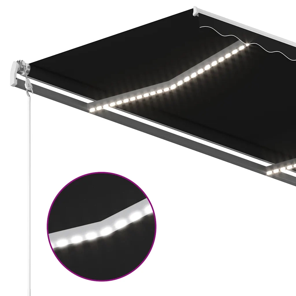 Tenda da Sole Retrattile Manuale con LED 3,5x2,5m Antracite 3069924