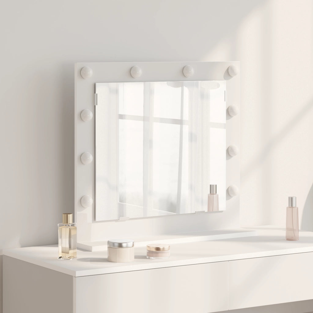 Specchio da trucco con luci LED Bianco 60x55x18 cm