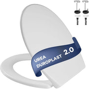Tappeto di toiletto con meccanismo soft-close, sedile antibatterico, montaggio semplice, chiusura rapida per facile pulizia, urea duroplast, carico massimo 150 kg, bianco, ovale