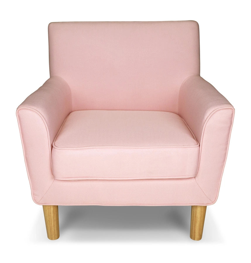 Poltrona in tessuto rosa, piedi in legno naturale - Narciso - PL-NA19FBC