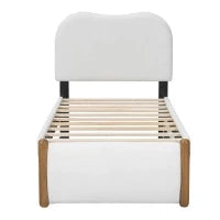 Letto imbottito 90x200 cm con letto estraibile, senza materasso, Bianco