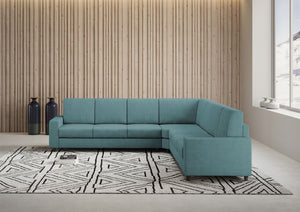 Divano Angolare 7 Posti 286x286x85 cm Sakar in Tessuto Petrolio