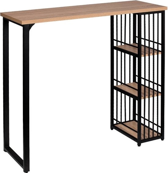 Banco da Bar con Scomparti per Magazzino - per Interno e Esterno - Cucina, Bistrò, Banci da Bar - 120x40x105 cm - Legno Leggero