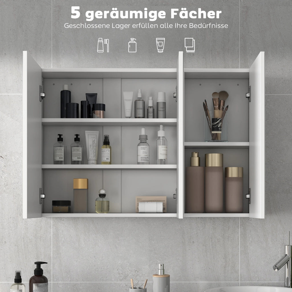 Specchio Armadietto Bagno con 3 Ante ¨C Zephmum ¨C Bianco 90x15.5x60 cm