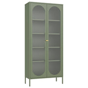 Armadio in metallo e vetro verde cachi 180cm YASMINE