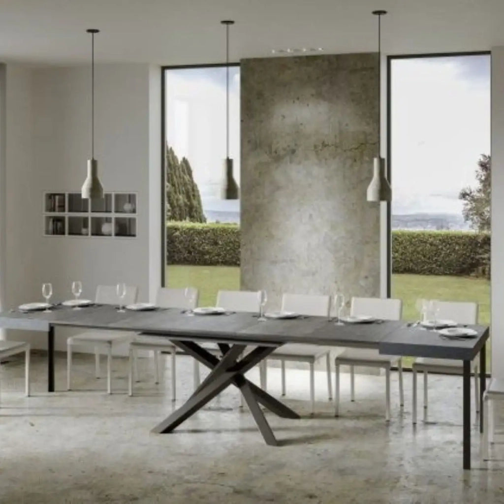 Tavolo allungabile 140/400x90 cm Volantis colore cemento gambe antracite