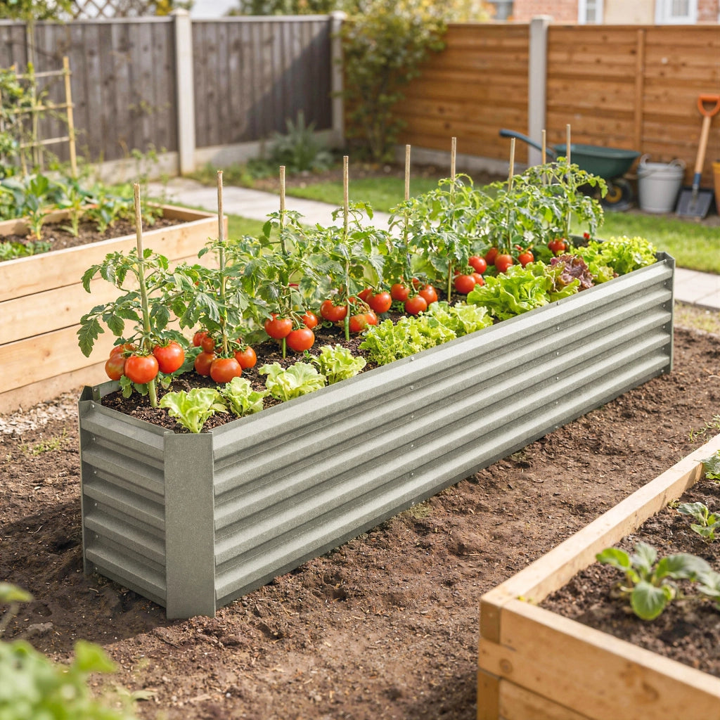 Orto rialzato da giardino ¨C Xylo ¨C acciaio galvanizzato grigio 240x40x45cm