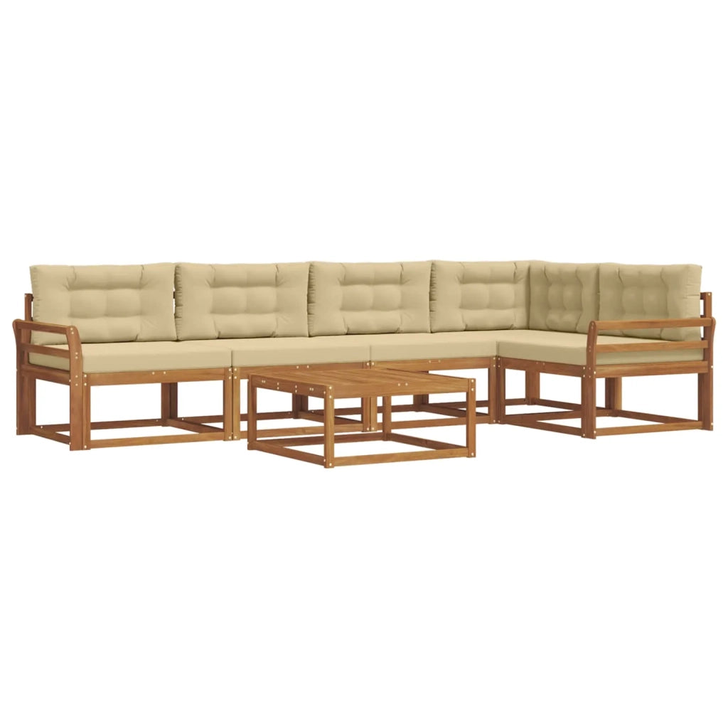 Set di divani da esterno con cuscino 6 pcs Naturale e Beige