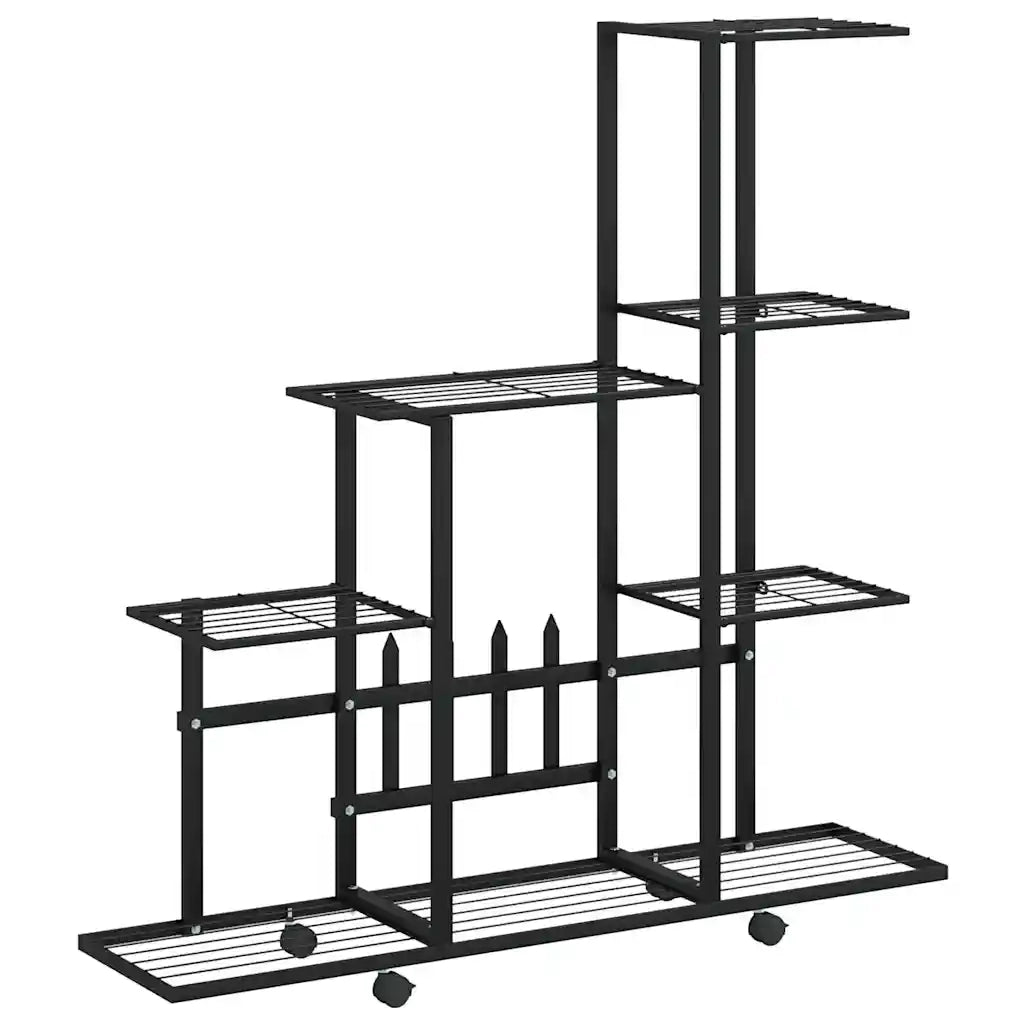 Portapiante | Sostegno per piante con Ruote 94,5x25x92,5 cm Nero in Metallo