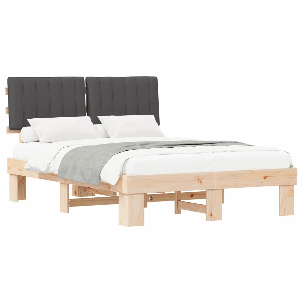 Letto con Testiera Rivestita Grigio scuro 140 x 190 cm 877495