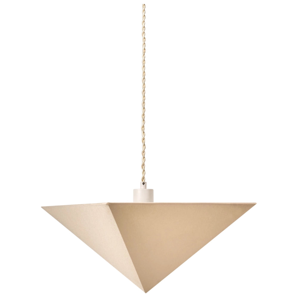 Lampada a sospensione con paralume in tessuto beige e base in ferro stile moderno luce d'atmosfera soggiorno camera da letto