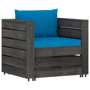 Set Salotto da Giardino 2pz | Set di Mobili da Esterno con Cuscini Legno Impregnato Grigio