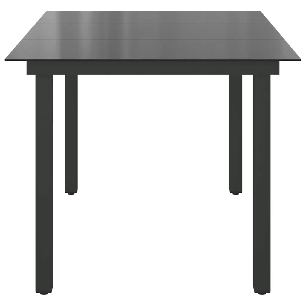 Tavolo da Giardino Nero 150x90x74 cm in Alluminio e Vetro 42788