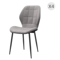 Set di 4 Sedie da Pranzo Moderne per Cucina e Soggiorno con Rivestimento in Flanella, Grigio