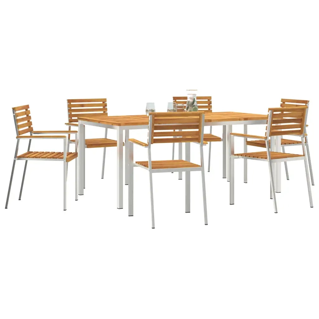 Set da Pranzo per Giardino 7 pcs Legno di Acacia Massello 3334778