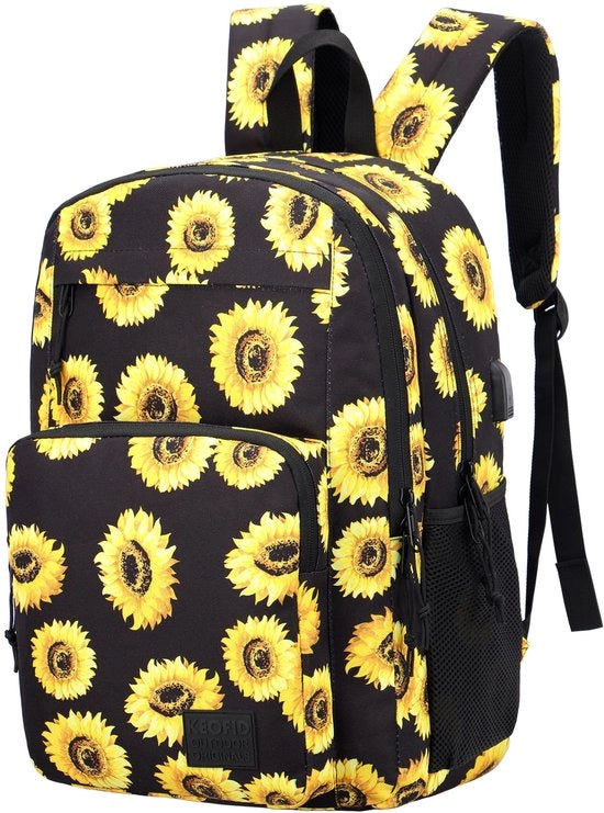 Borsa laptop per uomo e donna, grande borsa scolastica per ragazzi e ragazze, borsa laptop antisfondamento, 15,6 pollici, bagaglio a mano (fiori di zinnia)