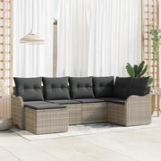 Set Divano da Giardino 6 pcs Grigio chiaro Poly Rattan 3354441