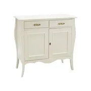 Credenza madia buffet in legno Shabby chic 2 ante sagomata bianca con maniglie infinito oro lucido