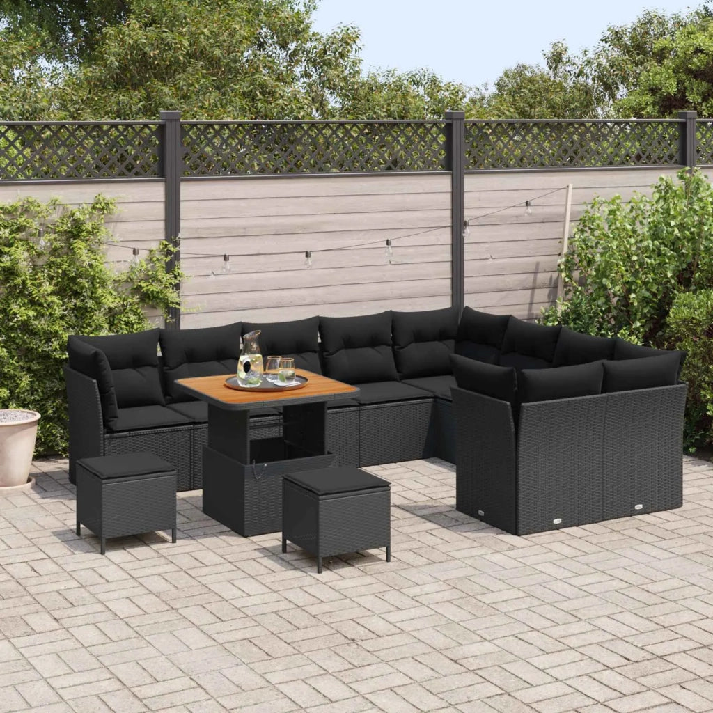Set Divano da Giardino 12 pcs Nero polyrattan 3361519