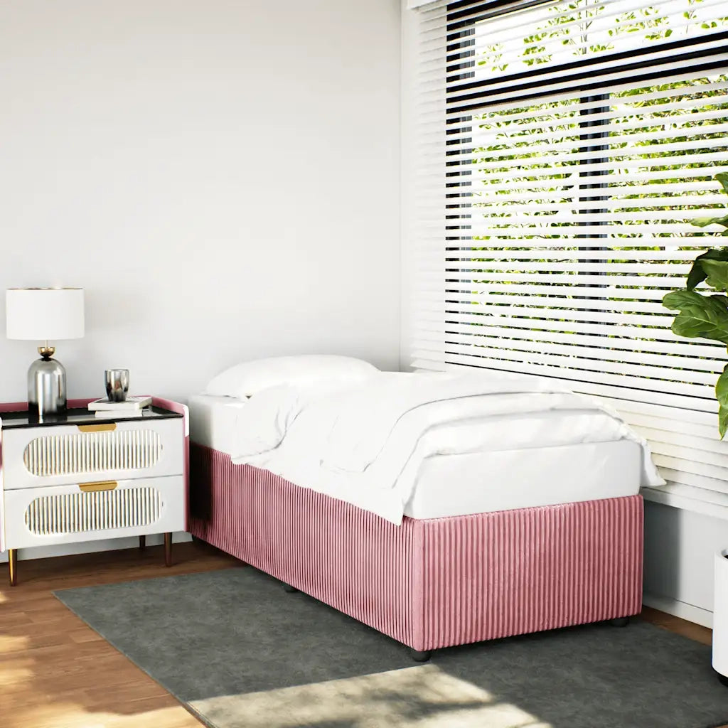 Letto singolo | Letto per adulti | Giroletto Rosa 90x190 cm in Velluto