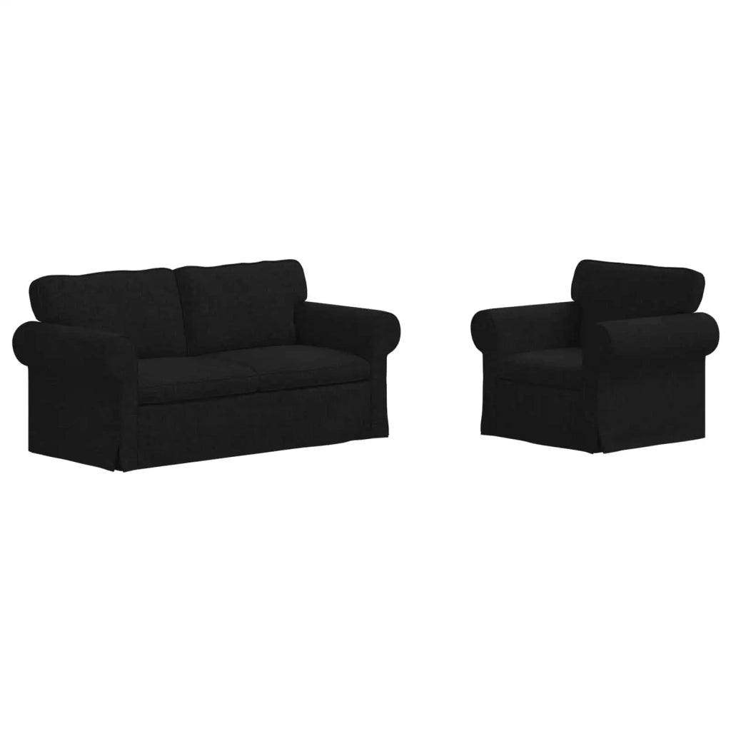 Set di divani 2 pcs Nero 175 x 82 x 80 cm Tessuto