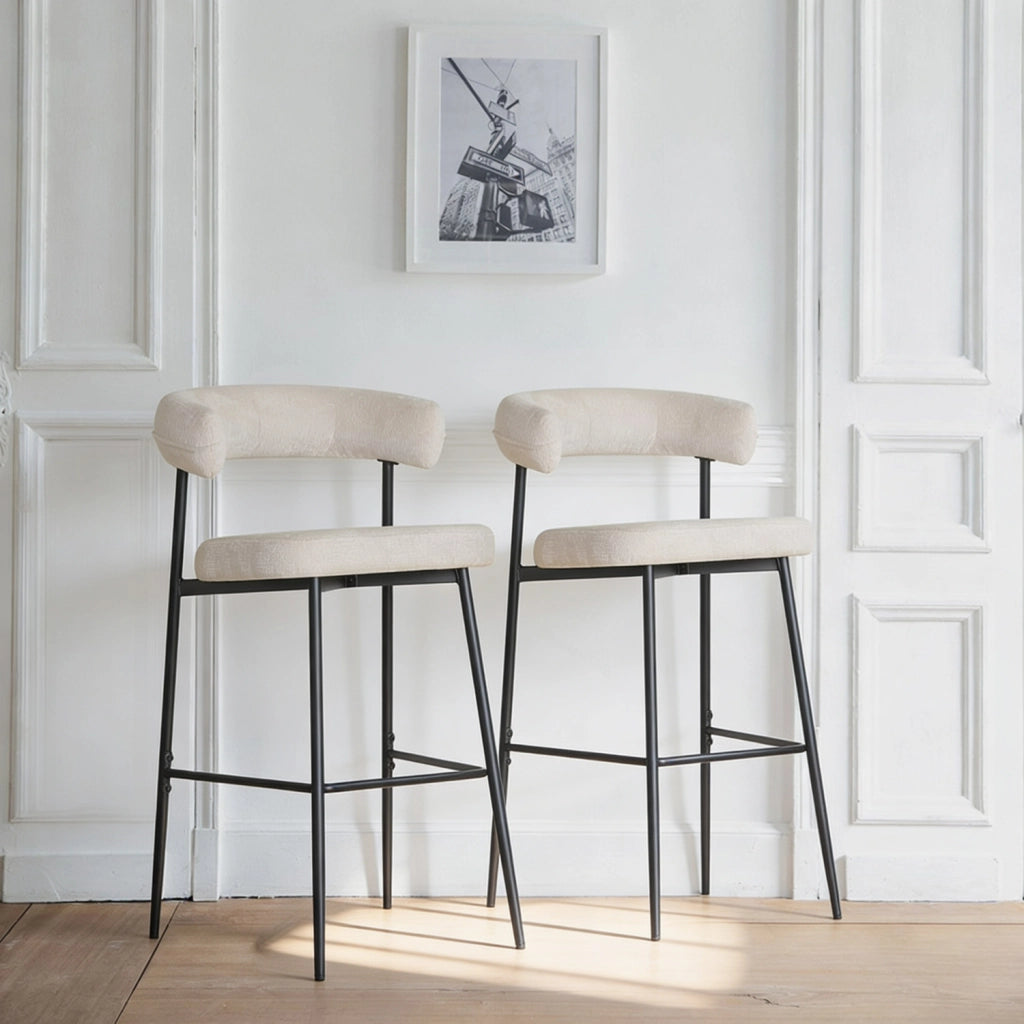 Set di 2 sgabelli da bar in tessuto beige THEA