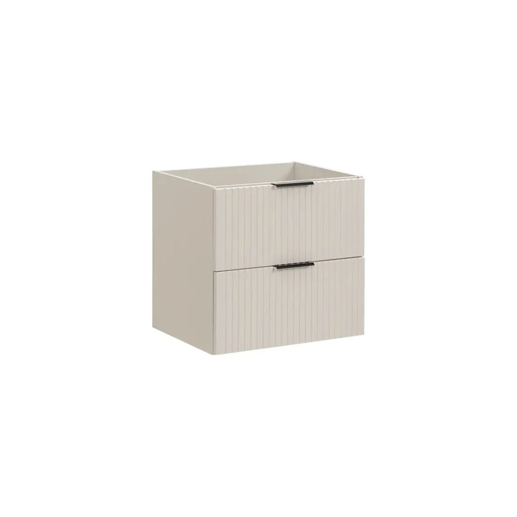 Mobile sotto lavabo NOXERA – 60 cm – 2 cassetti – Beige opaco – Mobile sospeso moderno
