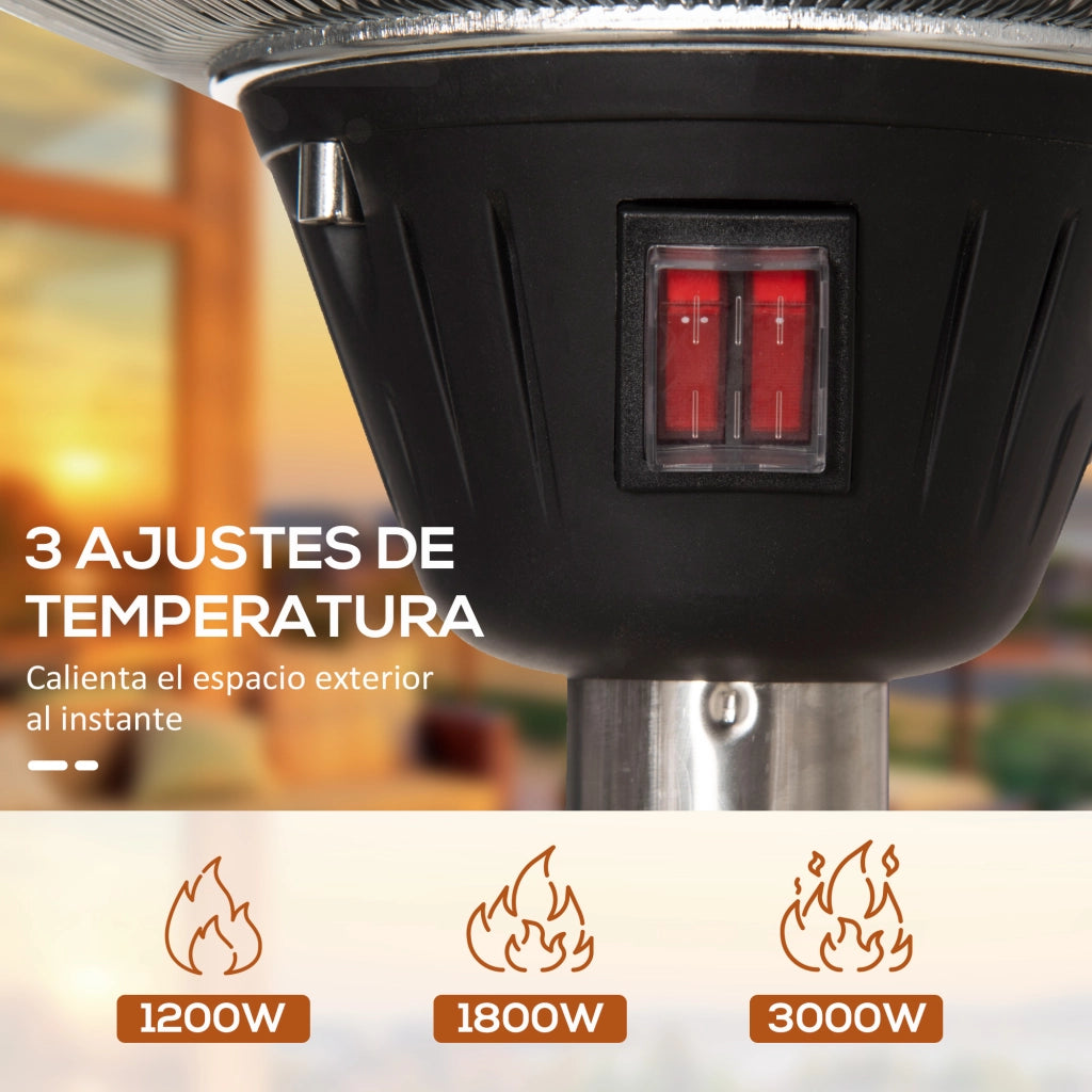 Stufa Elettrica a Infrarossi Esterno 1200/1800/3000W Altezza Regolabile ¨C Zephmum ¨C Argento ?58.5x160-200 cm