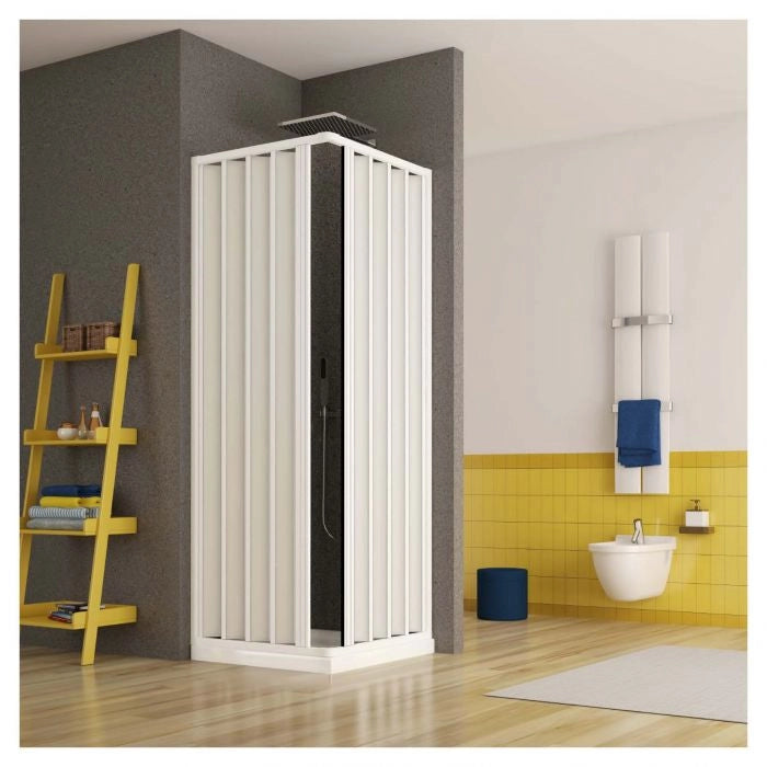 Box Doccia Nicchia in PVC - 2 lati Apertura Angolare a Soffietto con Doghe Cieche Vari Colori - Misura: 70 x 70 x h185