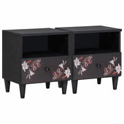 Comodino 2 pz-Set di 2 Tavolino da notte Marrone 40 x 33 x 46 cm Legno di mango massello