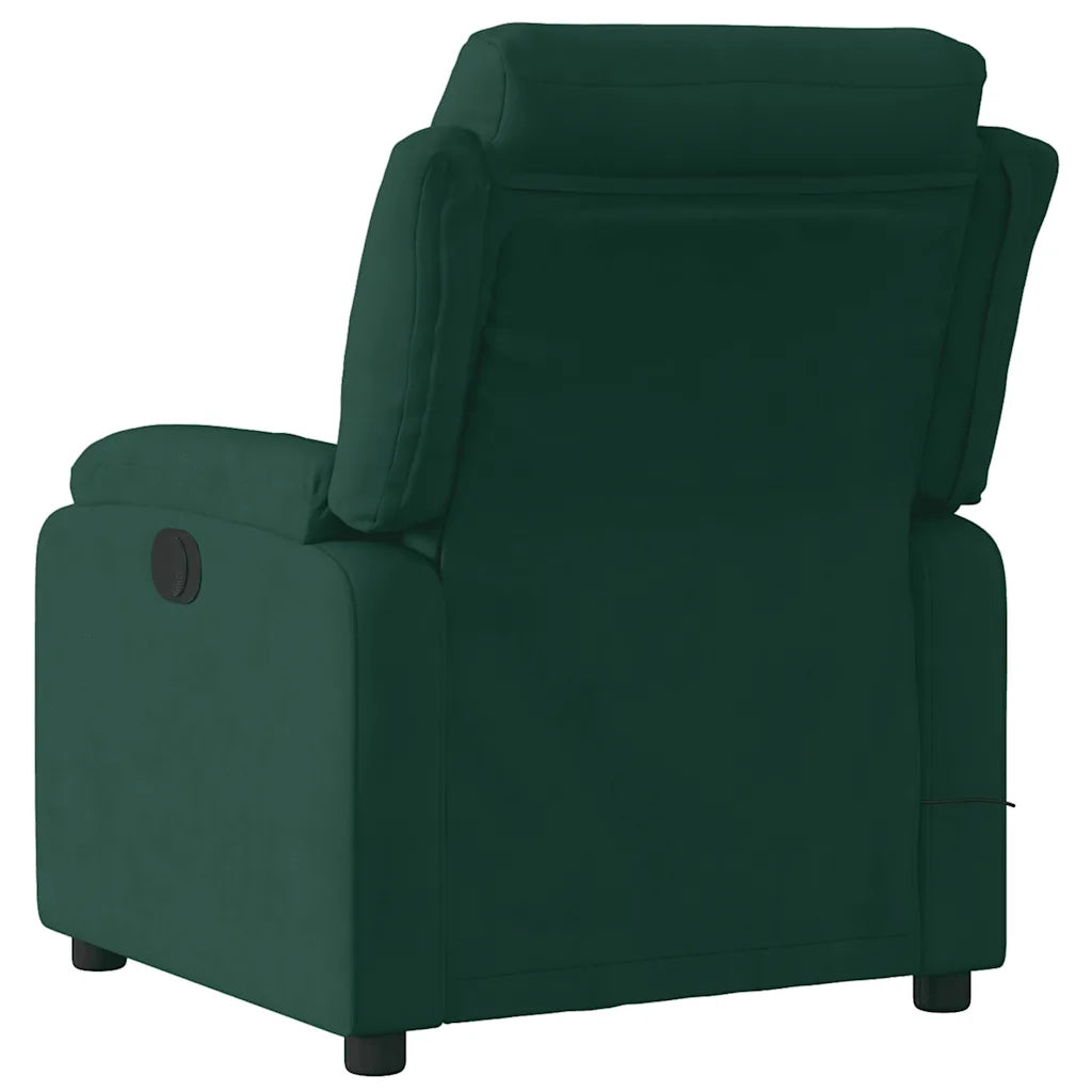 Divano Sedia-Poltrona Massaggiante Reclinabile Elettrica Verde Scuro Velluto 554033