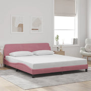 Giroletto con Testiera-Struttura Letto con testiera Dover Rosa 180x200 cm Velluto
