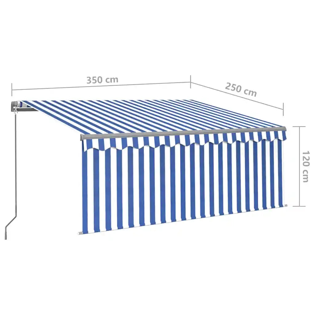Tenda Sole Retrattile Manuale con LED 3,5x2,5 m Blu e Bianco 3069401