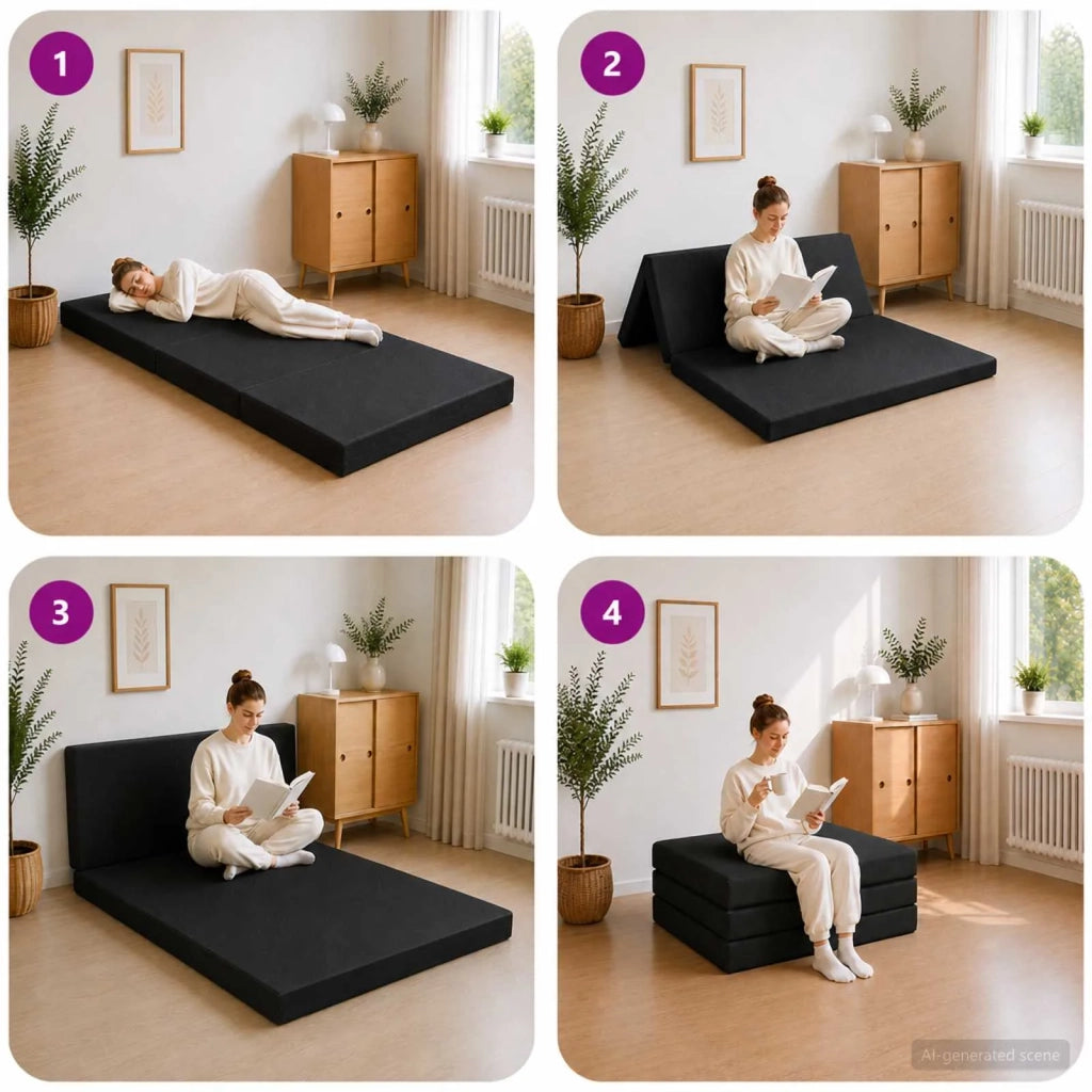 Divano Letto Pieghevole 90 x 67 x 45 cm Nero 900186