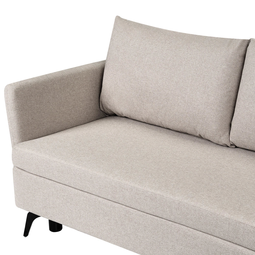 Divano Letto Angolare a 3 Posti Sinistro in Tessuto Beige con Contenitore per Soggiorno Koge