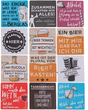 Set di 12 sottopiani in vetro con piede di gomma e slogan divertenti, sottopiani in vetro, sottopiani per bicchieri 9,5 x 9,5 cm