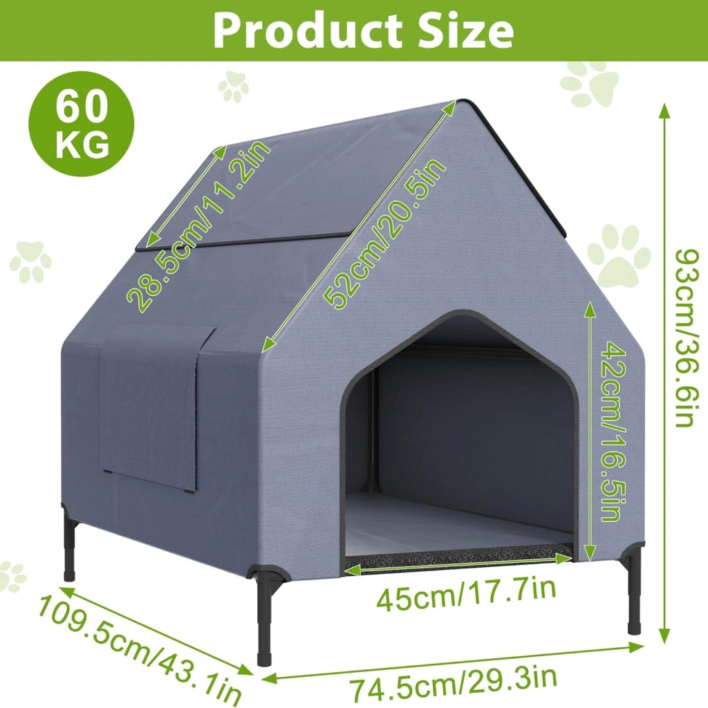 Cuccia per cani in materiale Oxford e rete traspirante 2 in 1, per cani e gatti, 109,5 x 74,5 x 93 cm