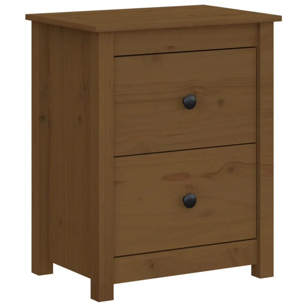 Comodino Marrone Ambra 50x35x61,5 cm in Legno Massello di Pino 813685