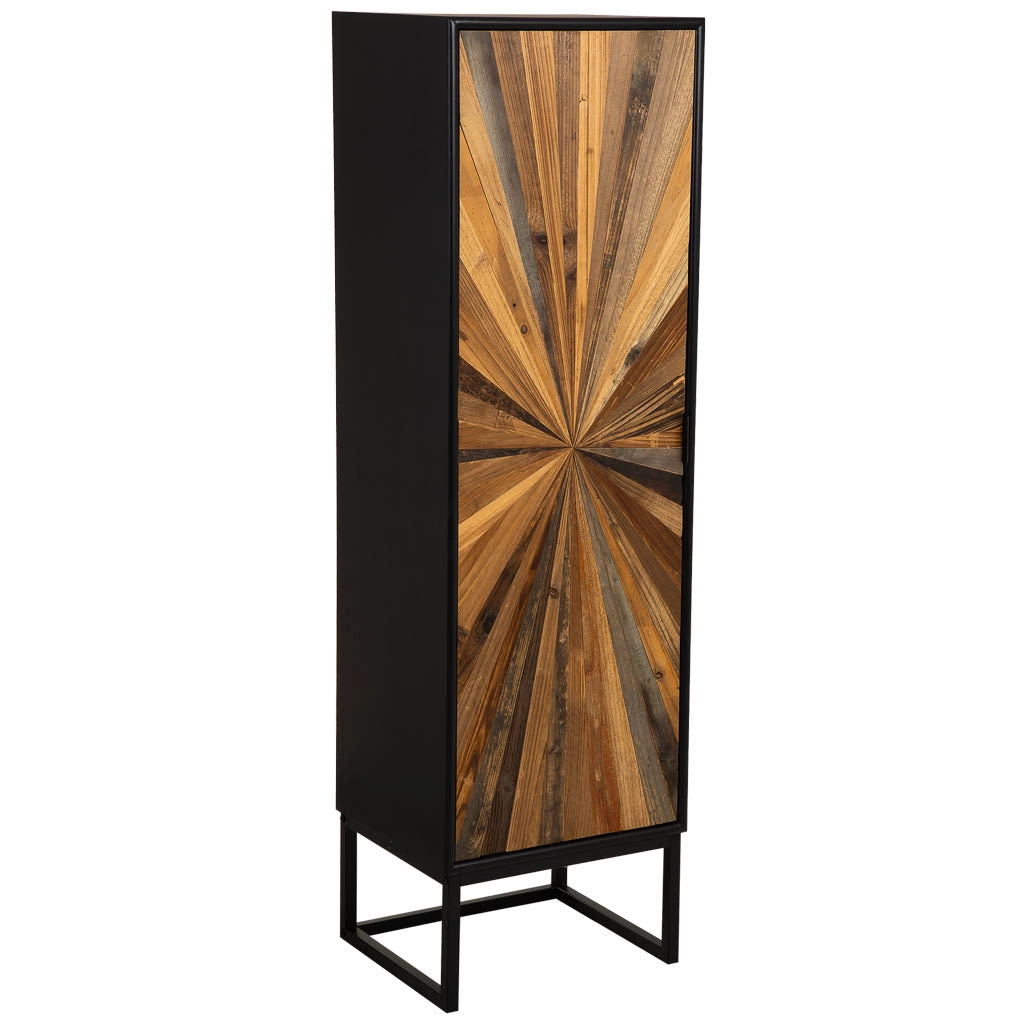 Mobiletto in legno di recupero nero con 2 ripiani 40,5x37x139,5h cm