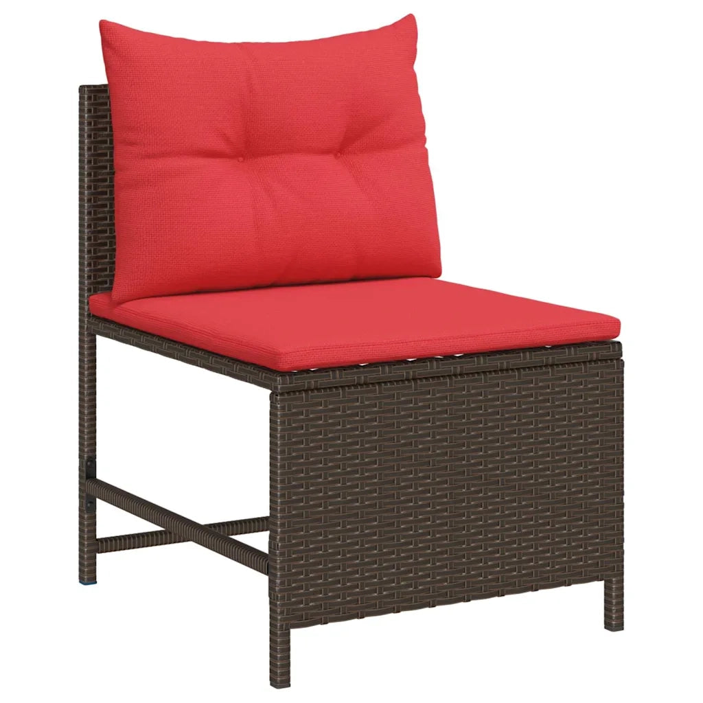 Set Divano da Giardino 6 pcs Marrone e Rosso polyrattan 4104707