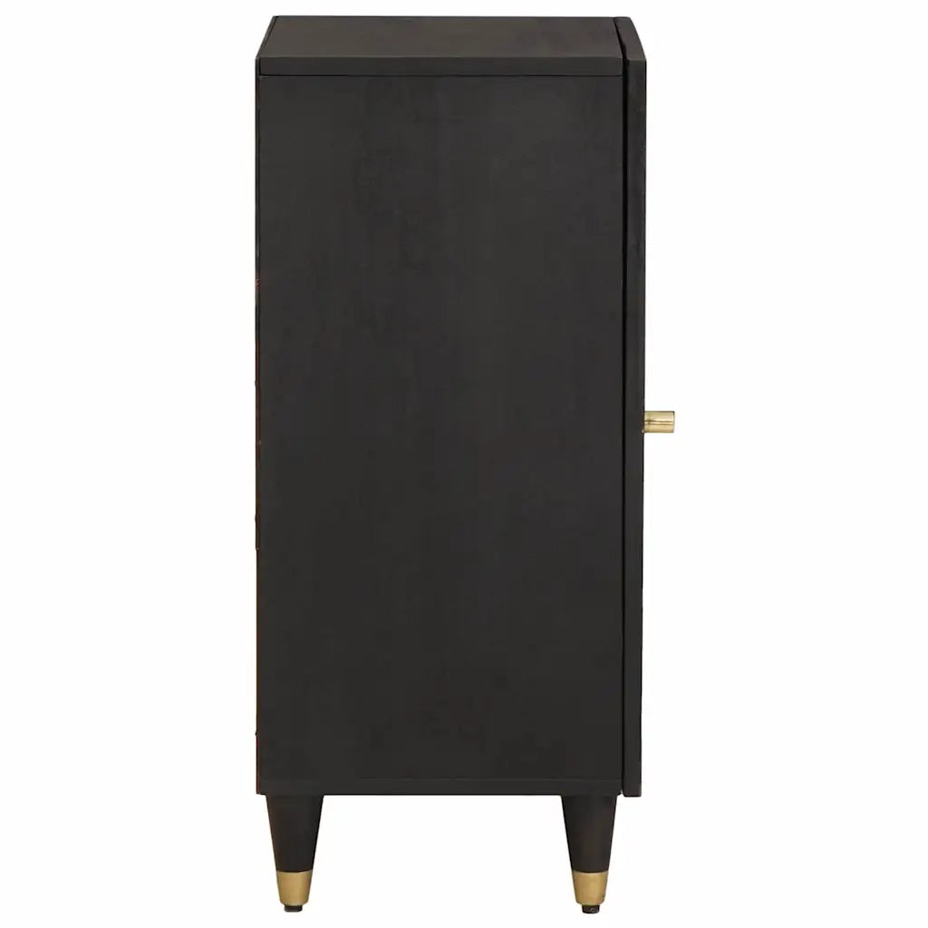 Credenza con porta Nero 40 x 33 x 75 cm Legno di mango massello