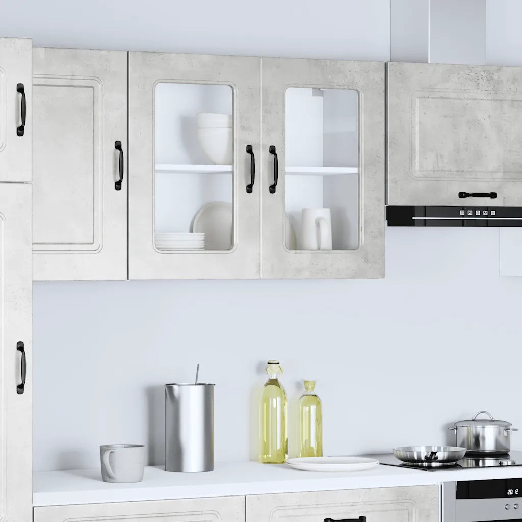 Pensile da Cucina con Porta in Vetro Kalmar Grigio Cemento