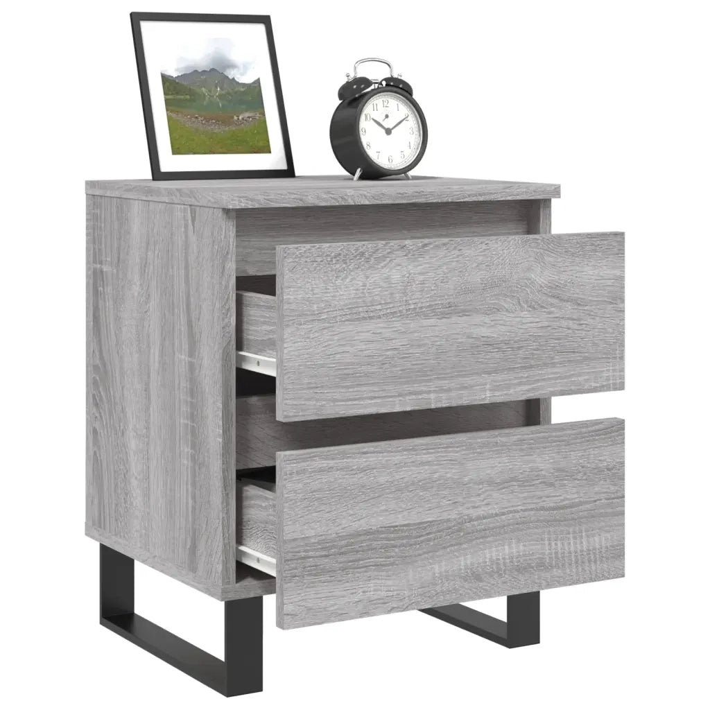 Comodini 2pz Grigio Sonoma 40x35x50 cm in Legno Multistrato 826905