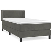 Letto singolo | Letto per adulti | Giroletto a Molle con Materasso Grigio Scuro 100x200 cm Velluto