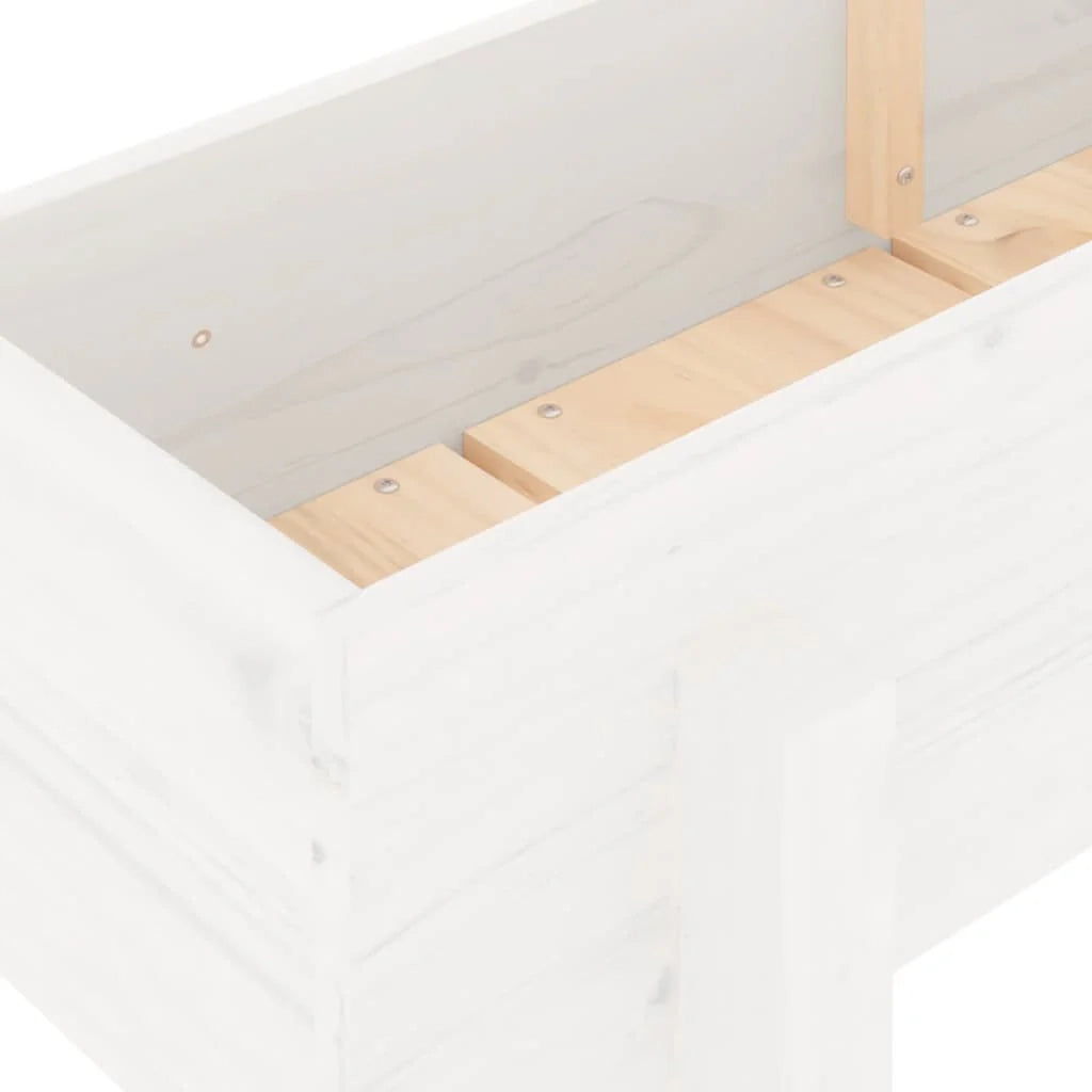Fioriera rialzata per piante fiori patio giardino 160 x 30 x 38 cm legno di pino massiccio bianco 02_0039368