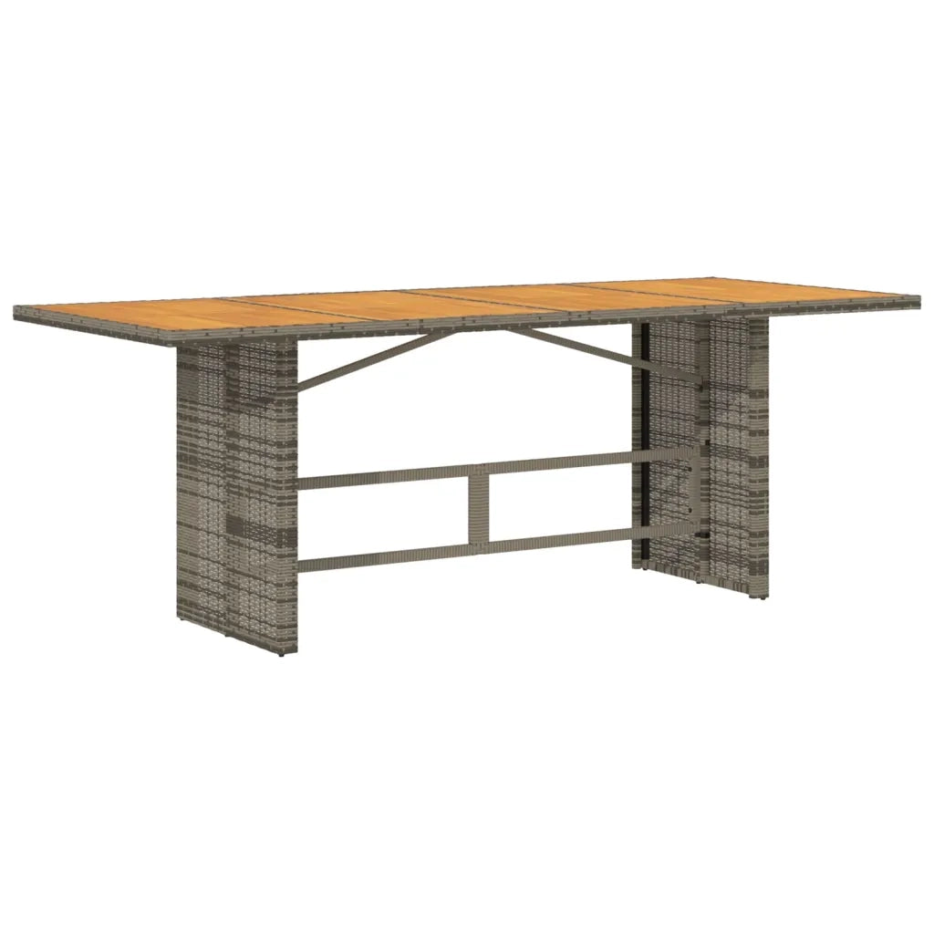 Tavolo Giardino | Tavolino da esterno Piano Legno Acacia Grigio 190x80x74 Polyrattan