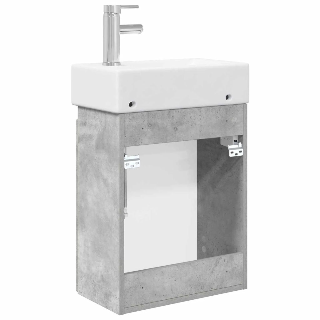 Mobile bagno con rubinetto Grigio Cemento 45,5 x 25,5 x 84 cm